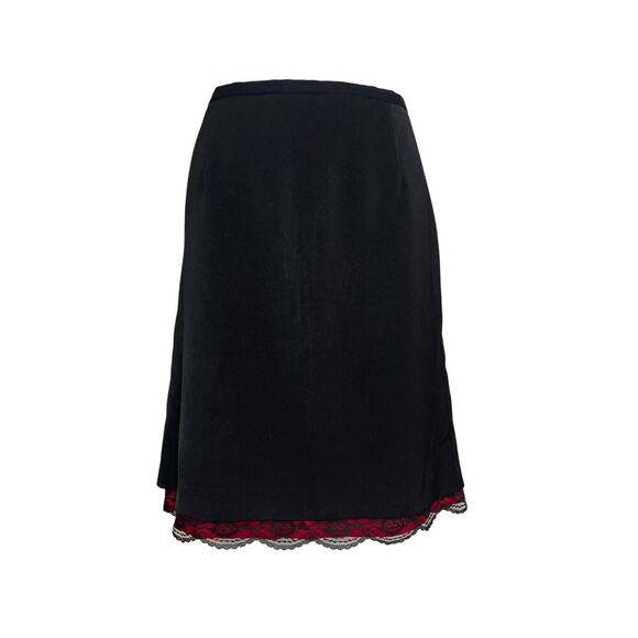 Vintage Jessica Howard Black Red Lace Pencil Midi Skirt Women's Size Petite 14 - Picture 1 of 4